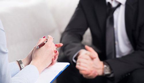 two people meeting