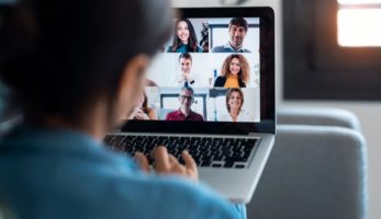 Employee on a team video chat.