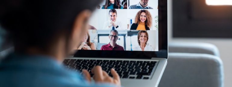 Employee on a team video chat.